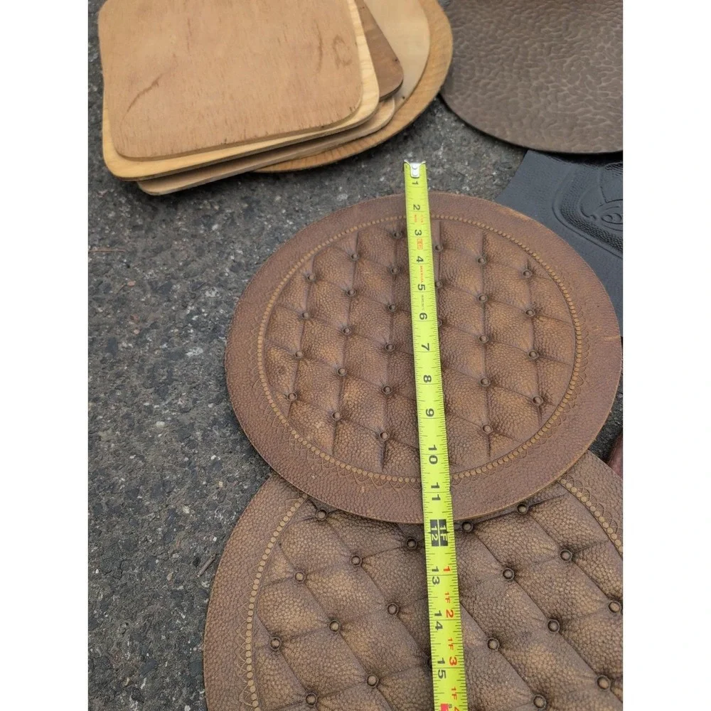 vintage or antique replacement hand tooled leather small chair seat Lot